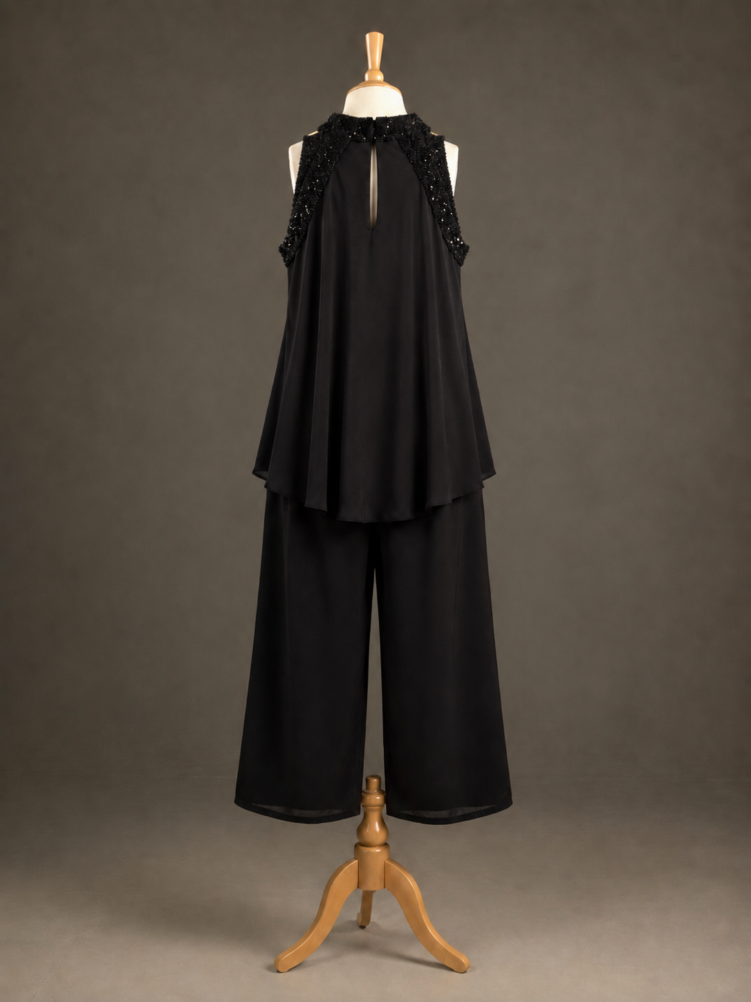 Noir Black Embellished Halter Tunic & Palazzo Set view 1